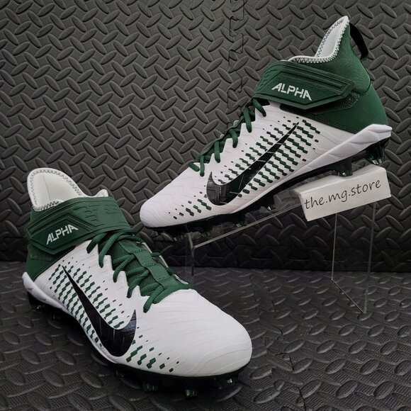Nike Alpha Menace Pro 2 Mid Football Cleats White Green BV3945-107 Men's Sz 12.5 - Picture 1 of 7
